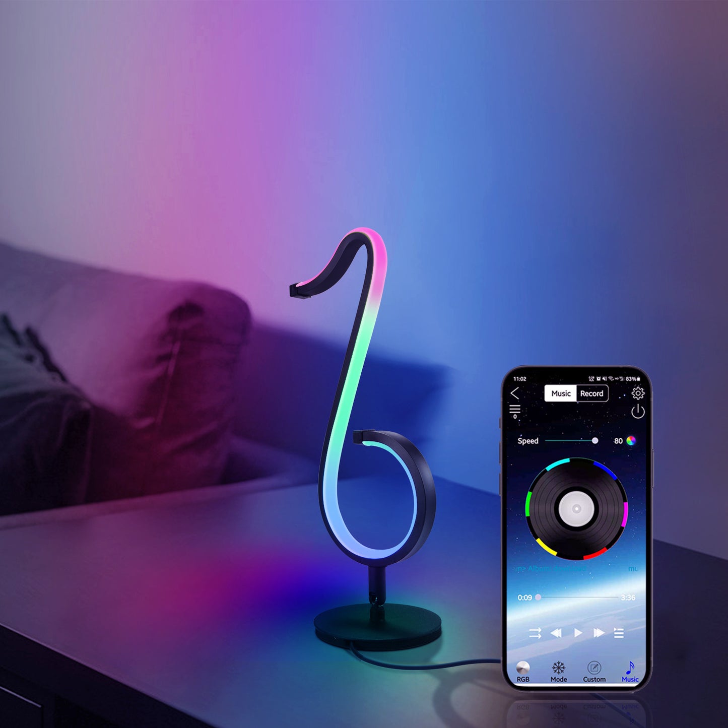 Smart Symphony LED Night Light - 180° Rotating Atmosphere Lamp for Home and Car